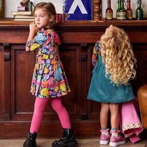 NEW Finding Foxtale Girls You're Invited Party Dress SZ 4 Pink Bow Artsy Floral‎